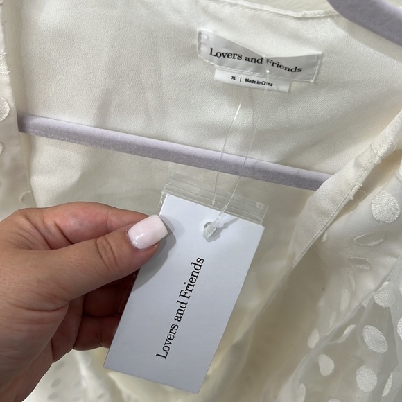 NEW Lovers & Friends White Polka Dot Wrap Blouse - Picture 5 of 9
